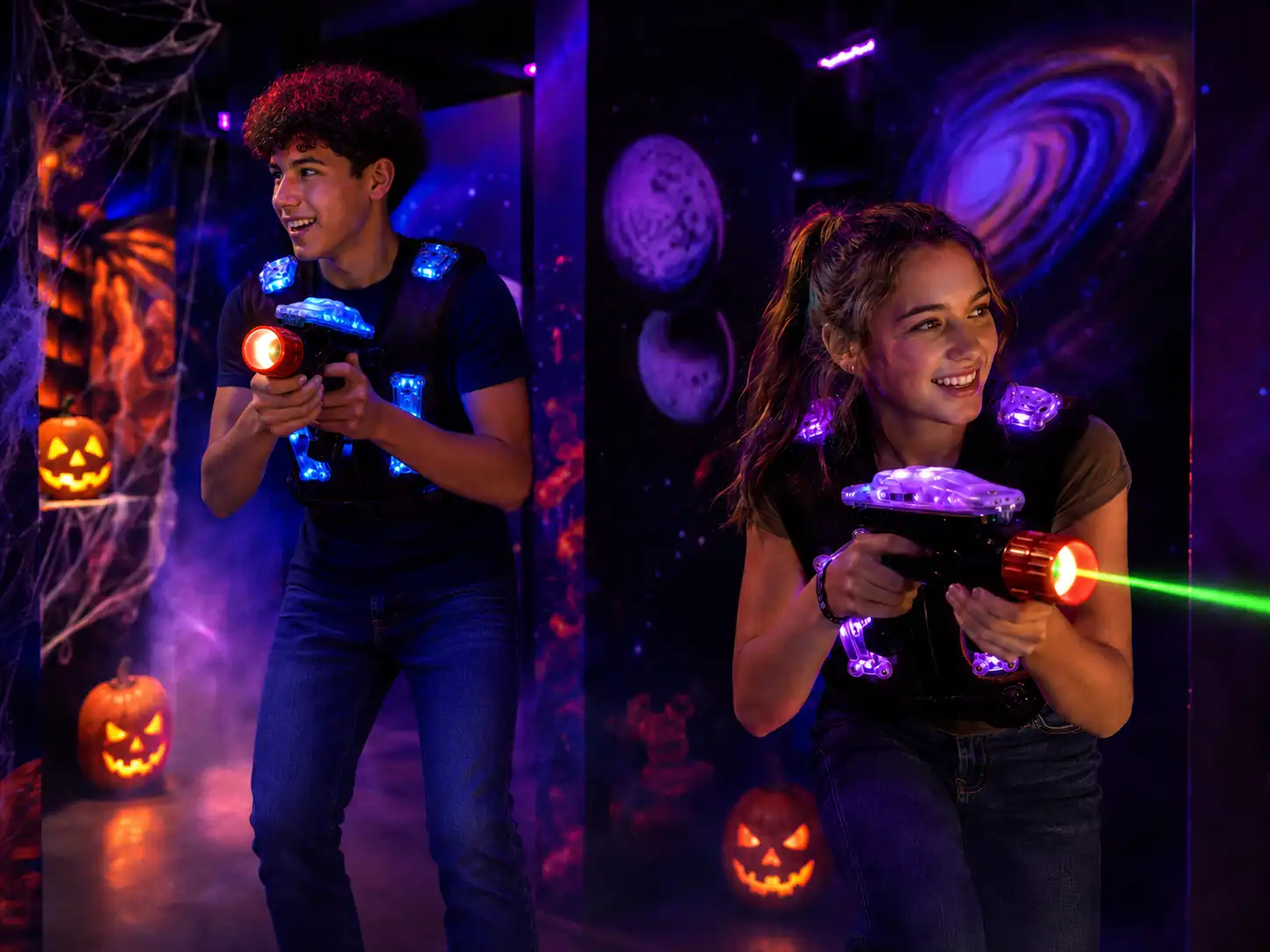 Players enjoying Halloween laser tag